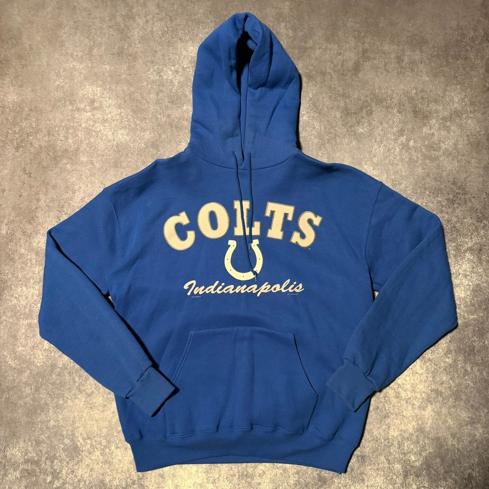 Vintage Indianapolis Colts Hoodie Sweatshirt Blue NFL Mens Large Lee Sport